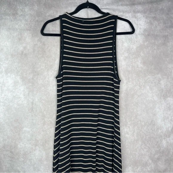 Proenza Schouler White Label Striped Ribbed-Knit Sleeveless Dress In Black Sz L - Picture 5 of 10